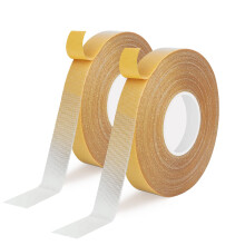 KEYRI 2 Rolls 0.6inch x 66ft Double Sided Heavy Duty Super Sticky Fabric Tape - Clear Adhesive for Carpet, Wall, Floor, Mat, Craft - Wide Mounting (2