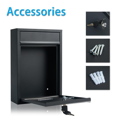 Post Boxes Wall Mounted Waterproof Steel Mail Box with 2 Keys Lockable 1