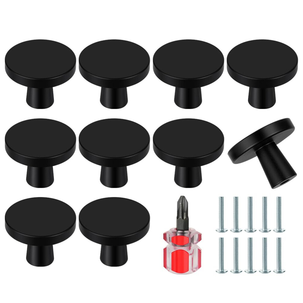 Photos - Furniture Hardware Ainiv 10 PCS Black Cabinet Knobs, 30mm Round Drawer Knobs, Mushroom Dresser Handle, Single Hole Cupboard Handle, Aluminum Al