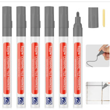 DONQL 6Pcs Tile Pen Grey Grout Pen for Tiles Bathroom with Replacement Nib Tips Anti-Grout White Tile Pen Marker for Restoring Tile Grout Wall Floor
