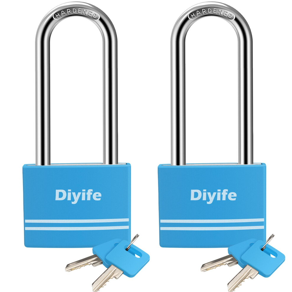 Diyife Aluminum 7Mm Long Shackle Padlocks [2 Pack] [4 Keys], Anti-Rust Weatherproof Locks, 40Mm Locker Padlocks For School, Gym, Gate, Garage, Shed ( 32004076