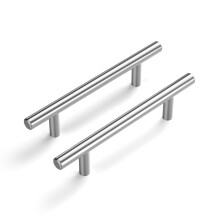 LONTAN 4 Kitchen Cupboard Handles 96mm T-Shaped Kitchen Cabinet Handles for Drawer and Wardrobe Stainless Steel Pulls Suitable for Bedroom