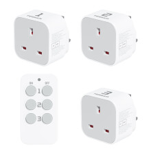 TESSAN Remote Control Plug Socket UK, 30M/100ft Operating Range, Wireless Light Switch for Indoor String Lights, Lamps, 1 Remotes and 3 Sockets