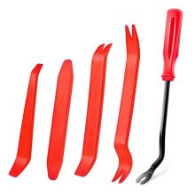 5 Pcs Trim Removal Tools, Pry Tools, Car Pry Tool Kit, Car Panel Door Audio Radio Stereo Removal Tools, Auto Clip Fastener Remover Pry Tool Set, Red