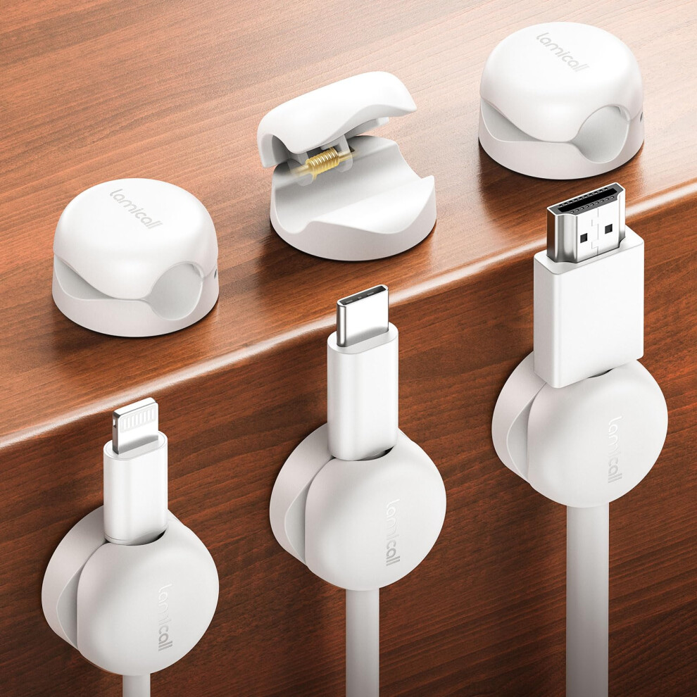 Lamicall [6 Pack] Spring Cable Holder Clips - [20% Smaller Volume] No-Residue Cable Management, Cord Organiser, Desk Tidy 5051226590610