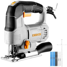 Electric Jigsaw Tool: DEKOPRO 550W Power Jig Saws Jigsaws Wood Cutter Machine, 6 Variable Speed 800-3000 SPM with LED, 45Bevel Cutting Cut Blades,