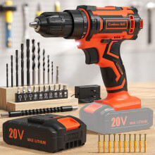 VIWKO Cordless Drill, 20V Electric Combi Drill Set with 2.0Ah Rechargeable Battery, 42 Pcs Accessories Power Drills, Electric Screwdriver 370 in-lb 2