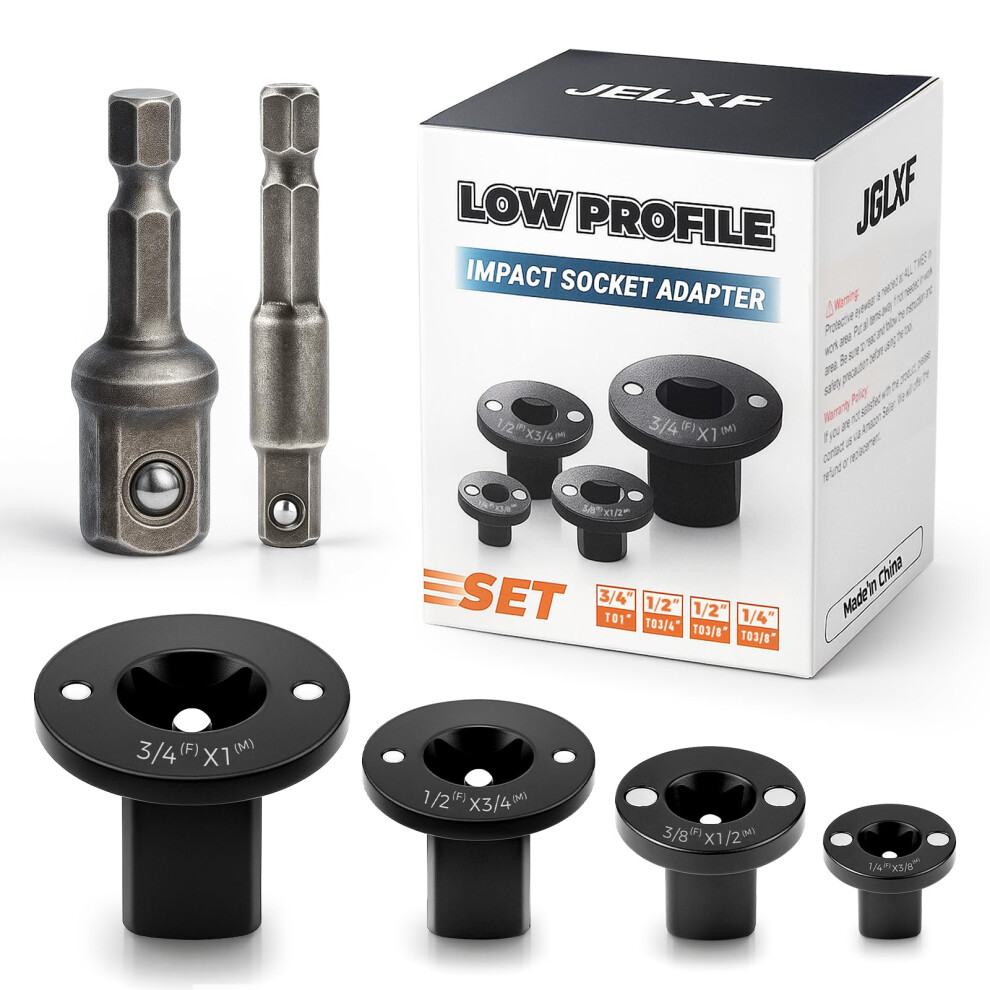 4Pcs Heavy Duty Low Profile Impact Socket Adapter Set Crmo Steel For Tight Spaces Automotive Diy 9044945423495
