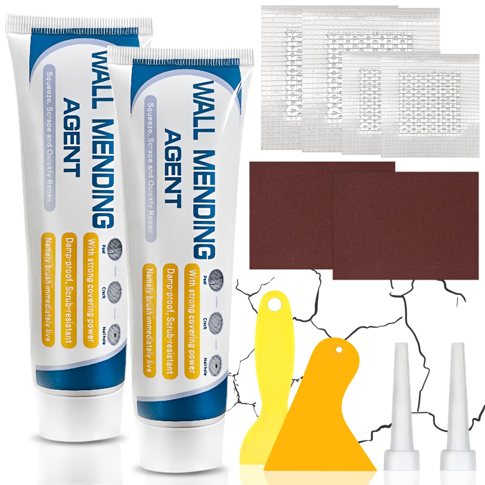 Wall Filler Repair Kit Wall Mending Agent With Wall Repair Paste,Scraper,Sandpaper And Wall Repair Patch,Polyfiller For Walls,Drywall Repair Kit For 5007991409916