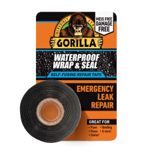 Gorilla Waterproof Wrap & Seal Tape Black 2.4m | 100% Waterproof Silicone Self-F