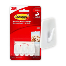 Command Micro Hooks with Command Adhesive Strips (1 Pack of 3 Hooks)