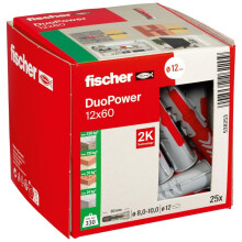 Fischer DuoPower 12 x 60, Powerful Universal Plug, Intelligent 2-Component Technology for fastenings in Concrete, Bricks, Stone, etc., 25 Plugs Witho