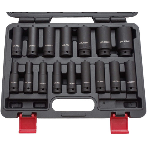 us pro US PRO by Bergen 16pc 1/2'' Dr 6-Point European Deep Impact Socket Set B1340
