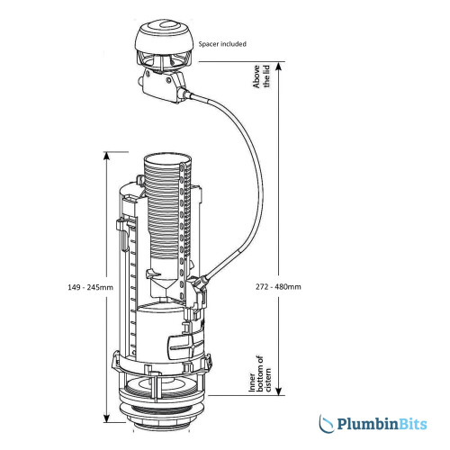 Siamp 32500007 Optima 50 Flushing Mechanism, White 2