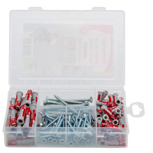 Fischer 538622 Plug Set, Profibox Duopower and Screw Plug Set, Red, Grey, Set of