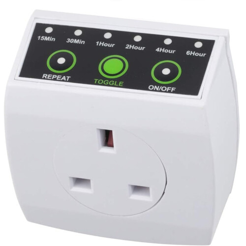 HBN Countdown Timer Plug, Energy Saving Timers Switch with Repeat Function, 15/30 Min 1/2/4/6 Hour Run Down Timer Socket, 1 Pack