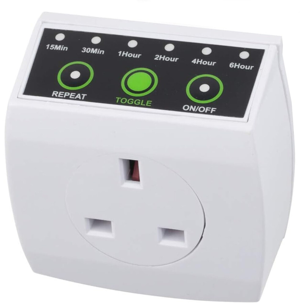 Hbn Countdown Timer Plug, Energy Saving Timers Switch With Repeat Function, 15/30 Min 1/2/4/6 Hour Run Down Timer Socket, 1 Pack 5008957220637