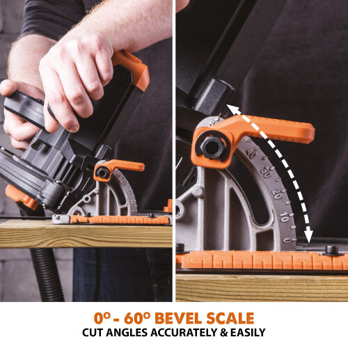 Evolution Power Tools R185CCS Circular Saw with TCT Multi-Material Blade, Cuts Wood, Metal, Plastic & More, Includes Parallel Edge Guide, 0-60 Bevel 2
