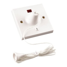 WK Electrical - White 45A Double Pole Shower Ceiling Pull Cord Switch with Mechanical & Neon Indicator