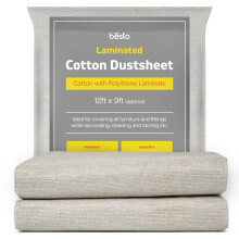 Pack of 2 Laminated Cotton Dust Sheets for Decorating, Waterproof 12ft x 9ft Dus