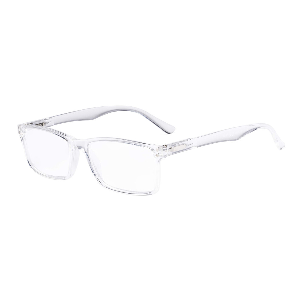 Reading Glasses +3.00 Clear Magnification with Comfortable Spring Hinges and Lightweight Transparent Frame