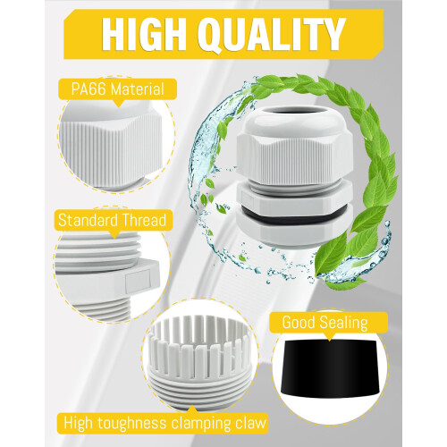 20 Pack M20 Cable Glands  Caianwin 20mm Stuffing Glands IP68 Waterproo 2