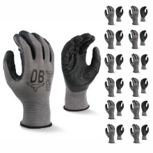 Durabull Latex Coated Work Gloves - Heavy Duty Protective Gloves For Builders, Garden & Working. Secure Fit With Anti Slip Grip. (Grey, 11 (XXL))