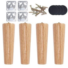 Luabue 4 Pack Sofa Legs 20cm Wooden Furniture Leg 8 inch Wood Couch Leg Ottoman Chair Legs Sofa Feet Replacement with Floor Protection Pads & Screws
