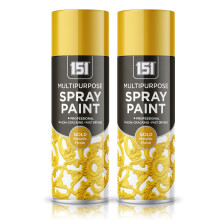 FERRIS | Metallic Gold Spray Paint (2 x 400ml) | Premium Gold Spray Paint for Metal, Wood, Plastic, Ceramics & Ornaments | Multi-Purpose Interior & E