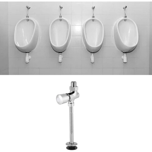 Urinal Flush Valve Manual Push Water Saving Delay Shutoff Zinc Alloy Wall Mounted Durable 1