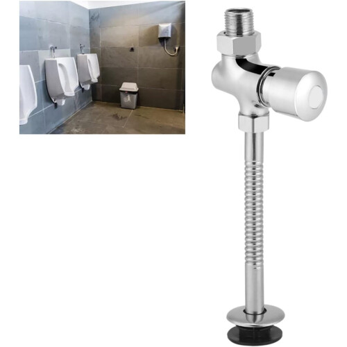 Urinal Flush Valve Manual Push Water Saving Delay Shutoff Zinc Alloy Wall Mounted Durable 2