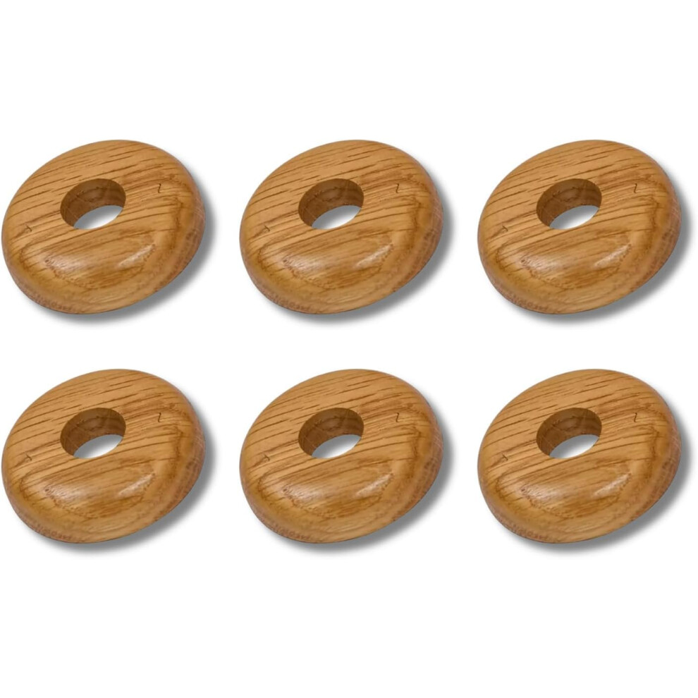 Oak Wooden Radiator Pipe Collars For 15Mm Pipes Pack Of 2 Easy Split Collar Wood Hide Radiator Pipes Base (6 Collars) 64998107