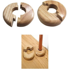 Oak Wooden Radiator Pipe Collars for 15mm Pipes Pack of 2 Easy Split Collar Wood Hide Radiator Pipes Base (2 Collars)