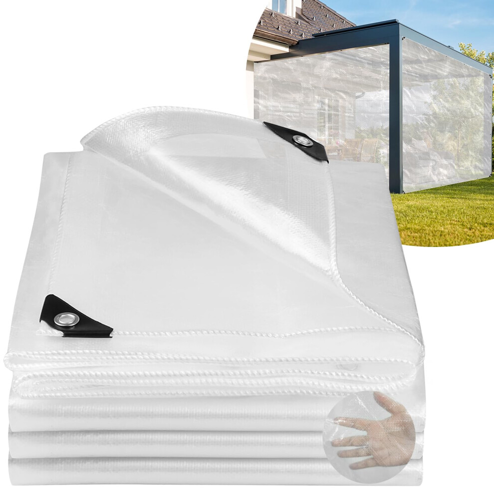 Honsaifau Clear Tarpaulin Waterproof Heavy-Duty: 3M X 3M Uv Resistant 130Gsm Pe Tarp Sheet With Reinforced Grommets For Garden Greenhouse Ground Use 5779203099450