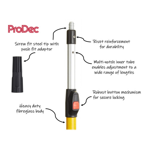 ProDec 4  8 1224m Button Lock Fibreglass  Aluminium Extension Pole for 1