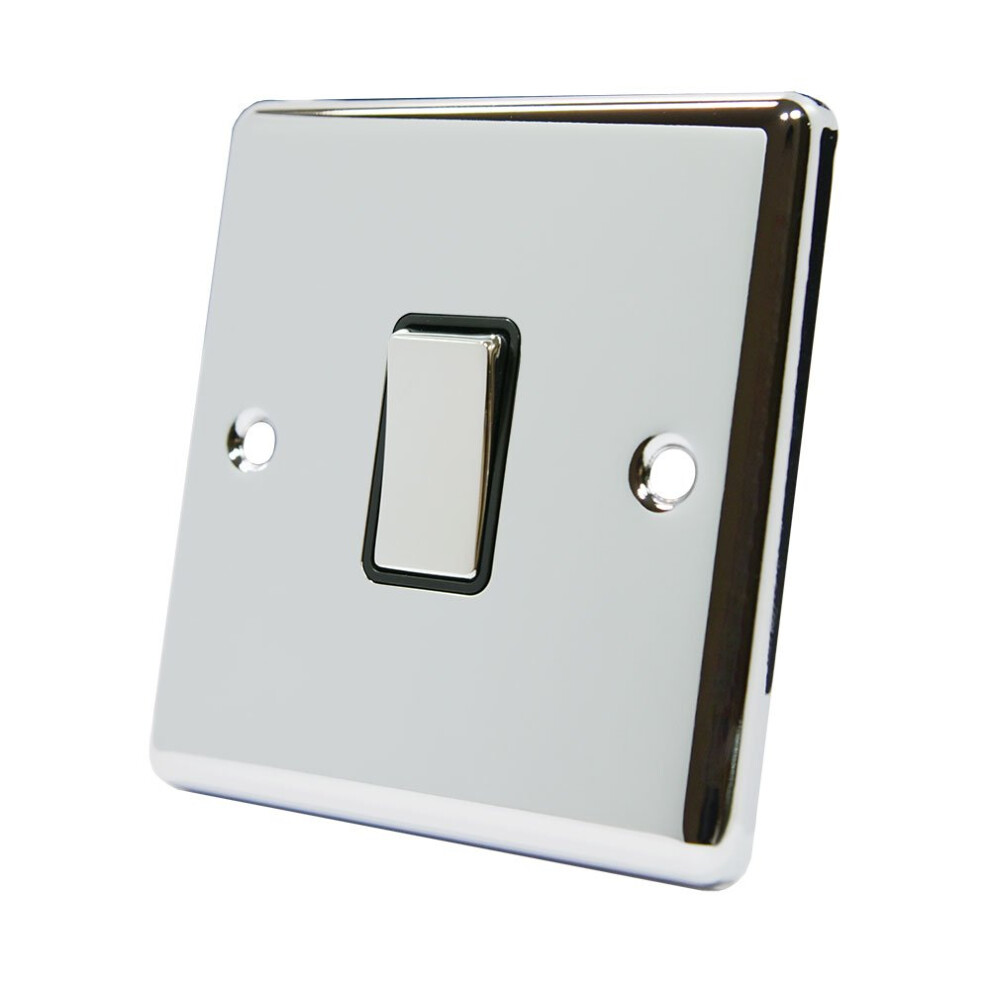 Aet Cpc1gswibc 1 Gang 2 Way 10 A Classical Chrome Polished Black Insert Metal Rocker Light Switch 5051226634901