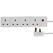 Pro Elec 3 m 4 Socket Neon On Light Extension Lead White