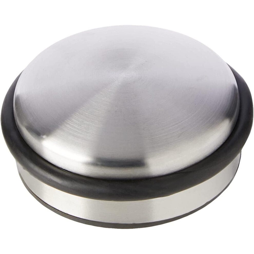 Select Hardware Door Weight, 1.2Kg Heavy-Duty Door Stop With Bumper Rubber Buffer Ring, Satin Nickel Doorstop, 10Cm 5051226608681