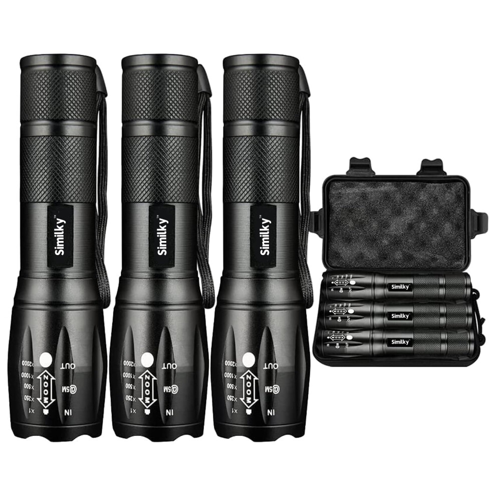 Similky 3Pack Torches Led Super Bright, Hand Led Torch 1200 Lumen, Powerful Torches Battery Powered Water Resistant 5 Modes Tactical Torch For 5051227282637