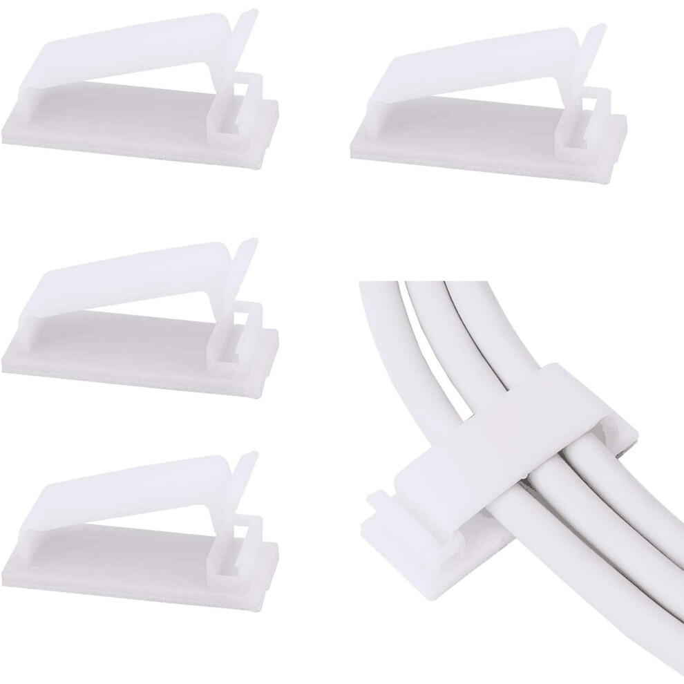 Soulwit 50-Pcs Self Adhesive Cable Management Clips, Cable Organisers Wire Clips Cord Holder For Tv Pc Laptop Ethernet Cable Desktop Home Office (Wh 4592346160709