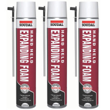 Soudal 750ml Champagne Gap Filler Expanding Foam Handheld Spray with Nozzle & Gloves (3)