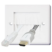 Auline White Brush Single 1 Gang Wall Outlet Cable Entry Plate Tidy Mount Face Plate Wall Plate (1)