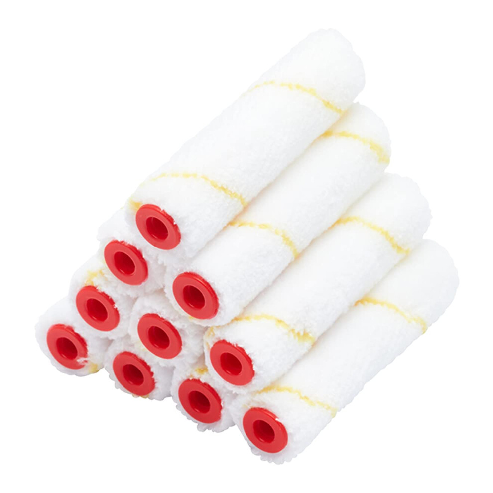 Prodec Advance 10 Pack 4 Inch Short Pile Microfibre Mini Paint Rollers For A Smooth Finish With Emulsion, Gloss, Satin, Varnish, Woodstain On Walls, 73022435
