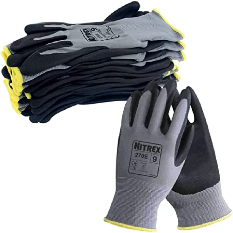Nitrex 270E Work Gloves Â Pack Of 10 | Safety Gloves With Enhanced Grip | Protective Workwear For Various Workplace Hazards | Size 10 5051226996610