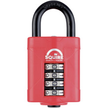 Squire Heavy Duty Padlock (CP50RED) - Toughest Steel Shackle - 4 Wheel 50mm Wide Combination Padlock (Red) - Alloy Steel for Corrosion Resistance - W