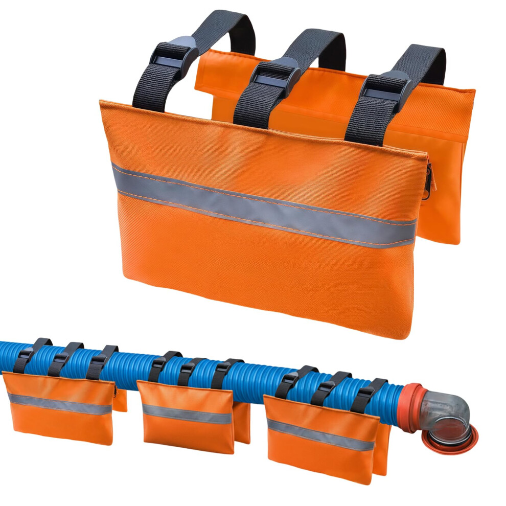 Rv Sewer Hose Weight Bags With Reflective Strips, Waterproof Hose Stabilizer For Camping, 3 Pcs Orange 9174973527411