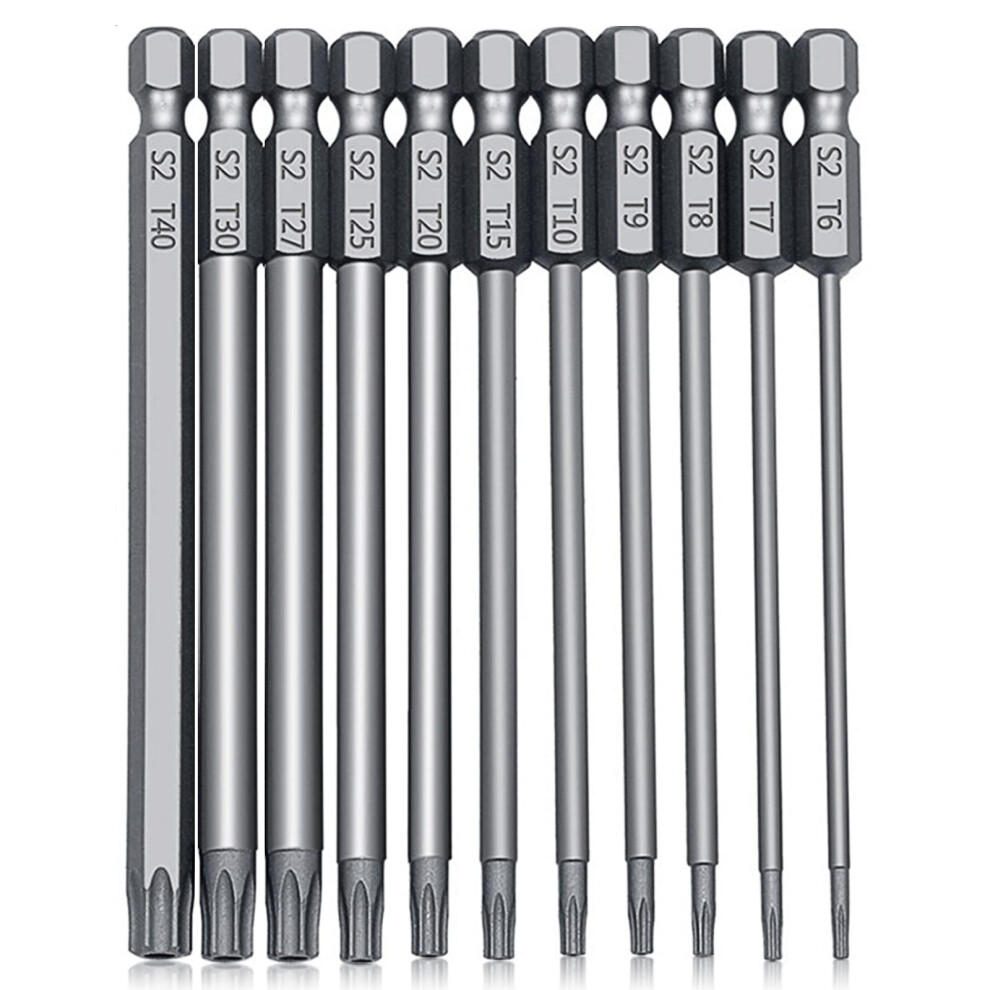 100Mm Torx Screwdriver Bit Sets, 11Pcs Star Magnetic Screwdriver Bits Set T6-T40 5003508439759