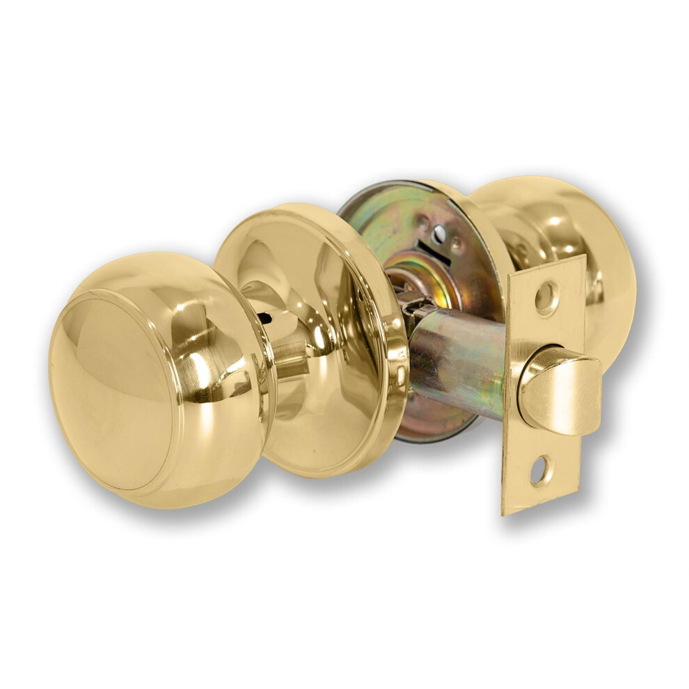 Xfort Bello Passage Knob Set Polished Brass, Door Knob For Internal Wooden Doors, Complete Set With Tubular Latch 34357361