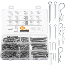 356 Pcs Cotter Pins Assorted and R Clips Assortment Kit, Split Pins Set, R Type Spring Split Cotter Pin Retaining Pins, R-Clip Spring Locking Pins Fa