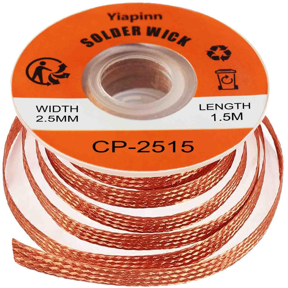 Solder Wick, Desoldering Wick With Flux No-Clean Electronic Desoldering Copper Wire Braid Remover Desolder Soldering (Width 0.10'' Length 4.92') 3585527317529